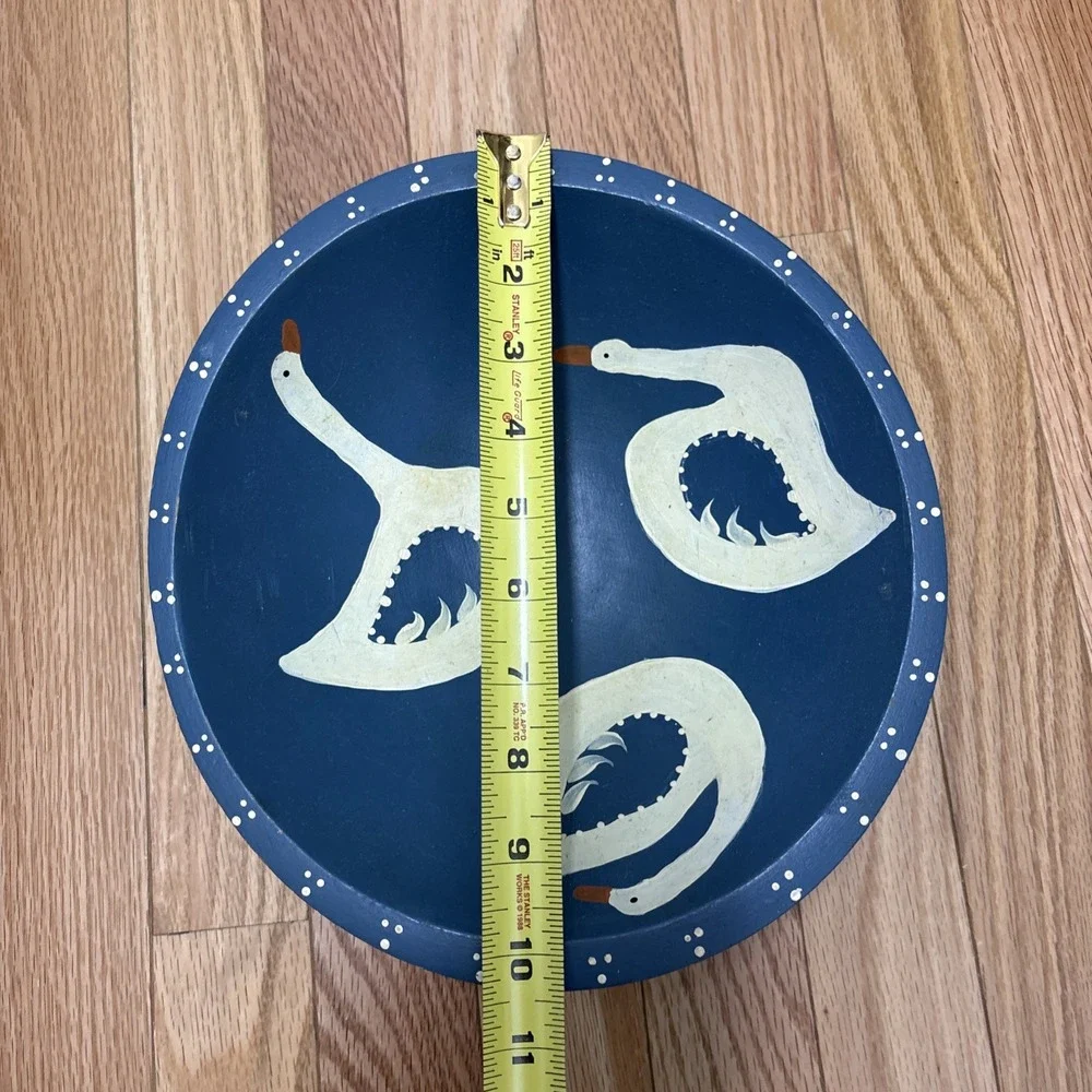 Weston Bowl Milk Vermont Folk Art Blue‎ And White Geese Bowl